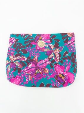 Lilly Pulitzer Neoprene Swim Zip Pouch Bag Blue Rhapsody Orchid You Not